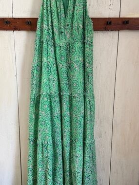 House of Harlow 1960 Green Printed Tiered Maxi Dress